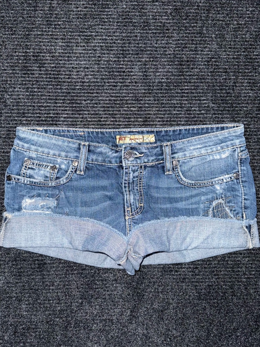 Vintage Y2K BKE Madison Low Rise Micro Mini Jean Booty Shorts 29 Grunge Festival